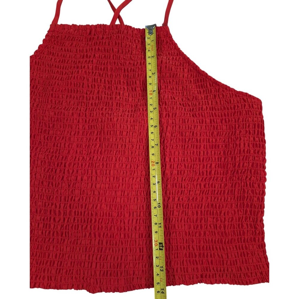 A New Day Red Smocked Crop Top L NWT Elastic Strap Summer Blouse. - Picture 6 of 6